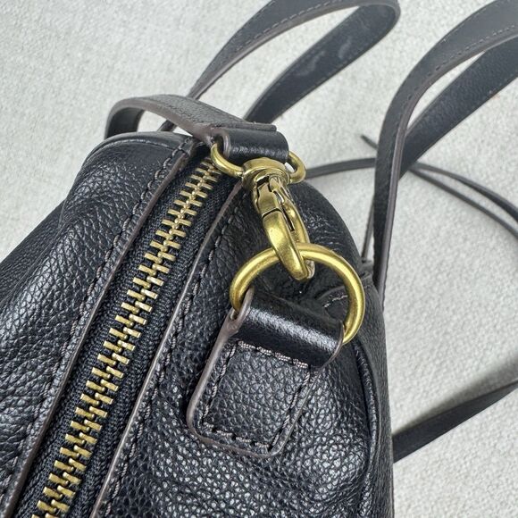 Fossil Sydney Satchel Black Leather Crossbody Bag Medium Handbag - Picture 6 of 16